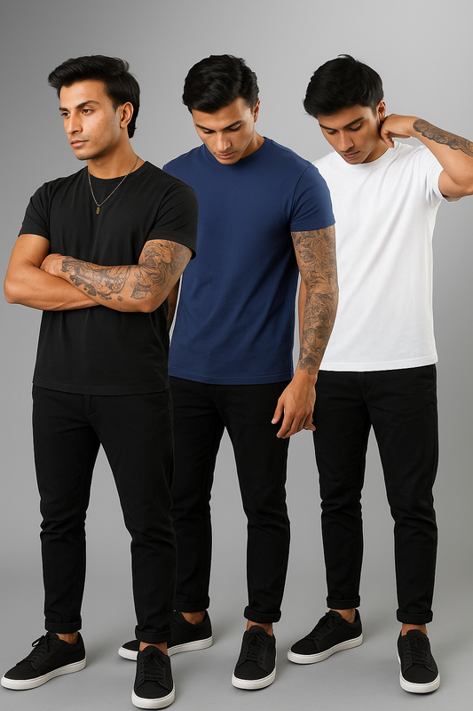 Essentials Trio Pack (Black/White/Denim Blue)