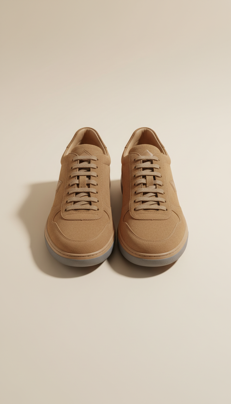 Camel Suede Minimalist Low-Top