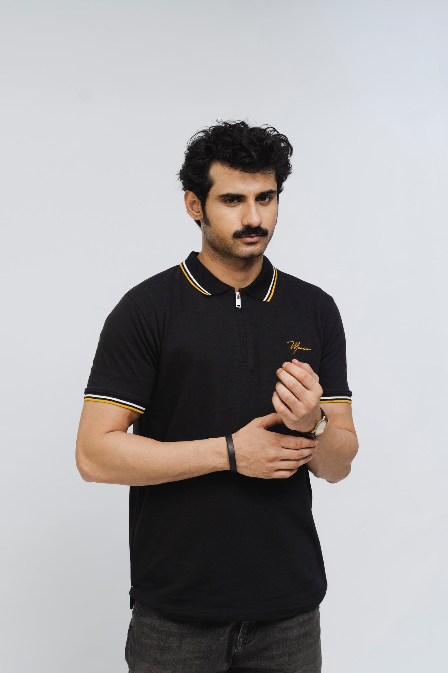 Marcar Signature Stretch Zip Polo (Black)