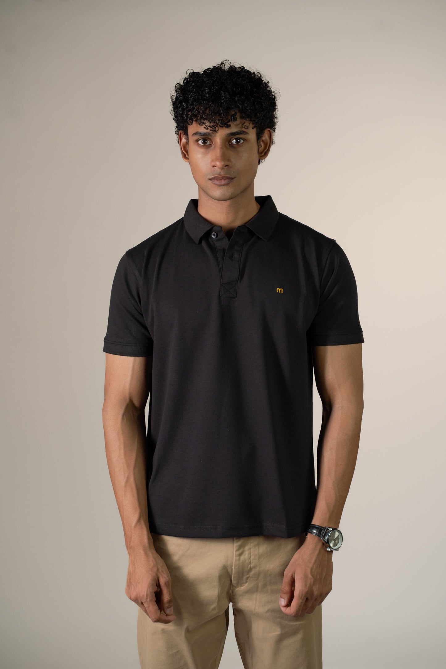 Buttonaire Polo | M Stretch – Obsidian Black