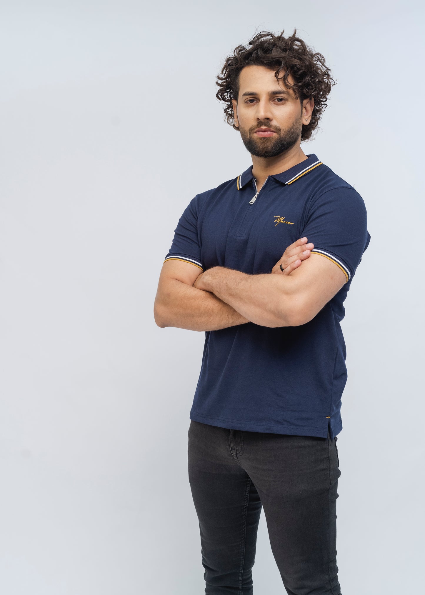 Marcar Signature Stretch Zip Polo (Navy)
