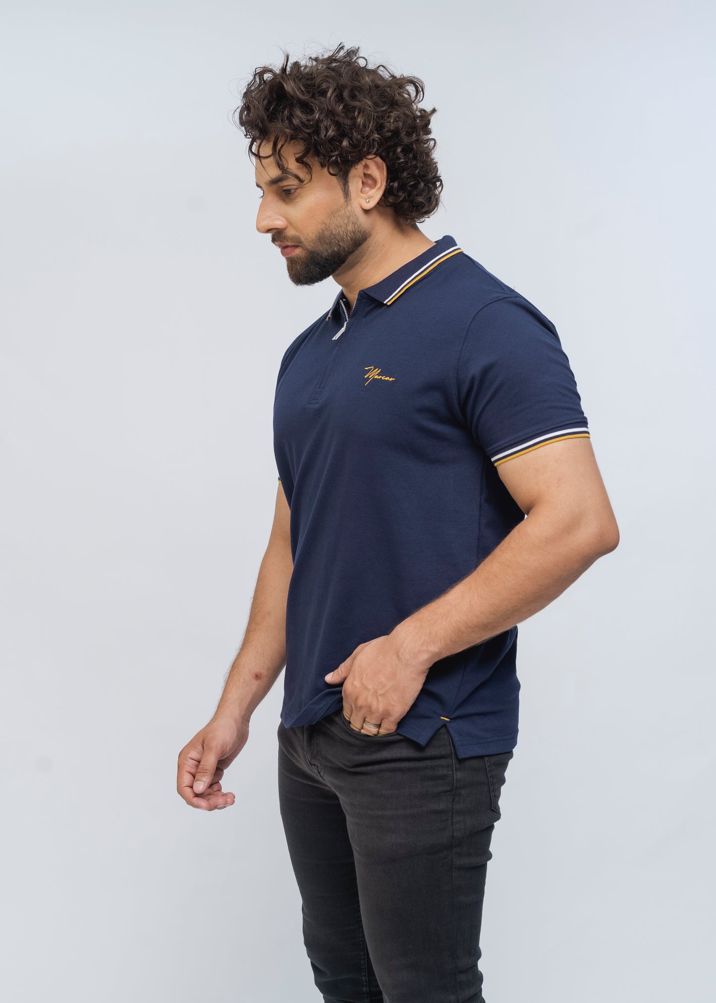 Marcar Signature Stretch Zip Polo (Navy)