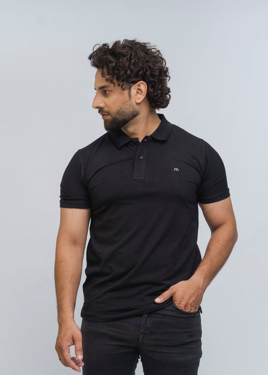 M Emblem Stretch Polo (Black)