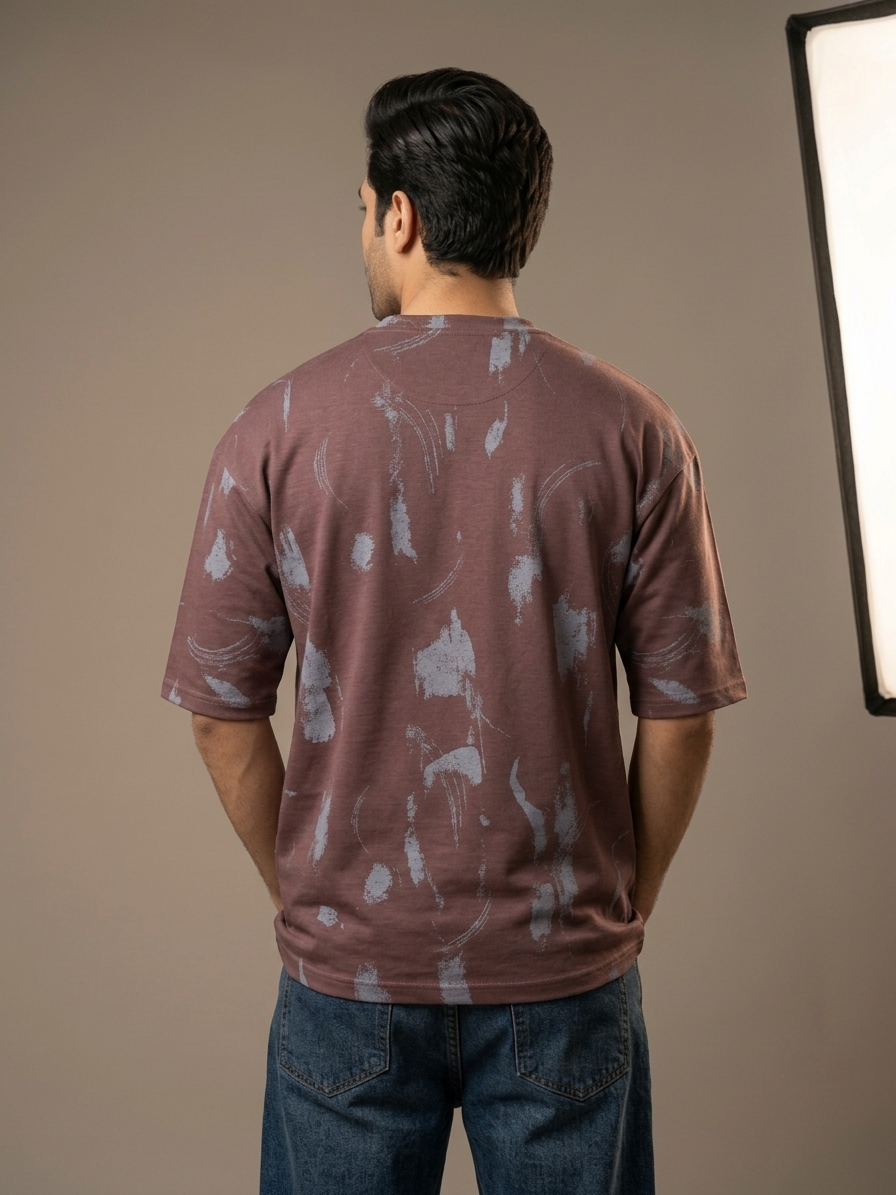 Marcar CloudLuxe Abstract Brush Oversized Tee (Plum Earth)