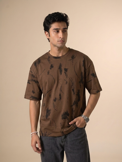 Marcar CloudLuxe Abstract Brush Oversized Tee (Mocha)