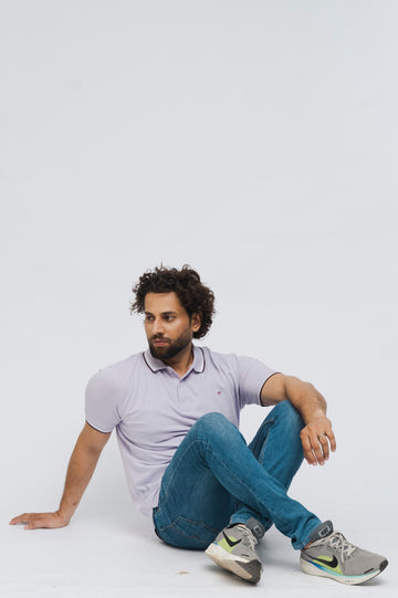 M Emblem Stretch Polo Tipping Collar (Lilac)