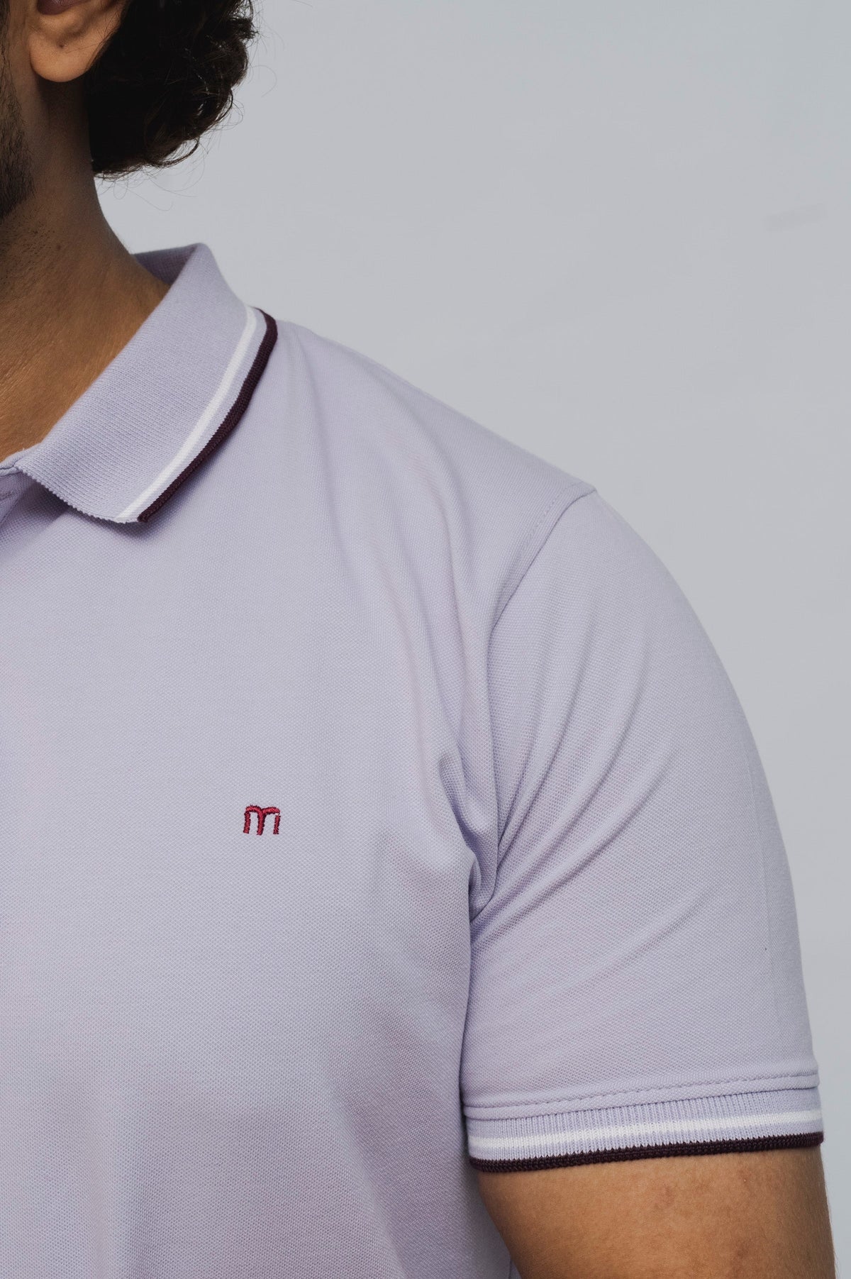 M Emblem Stretch Polo Tipping Collar (Lilac)