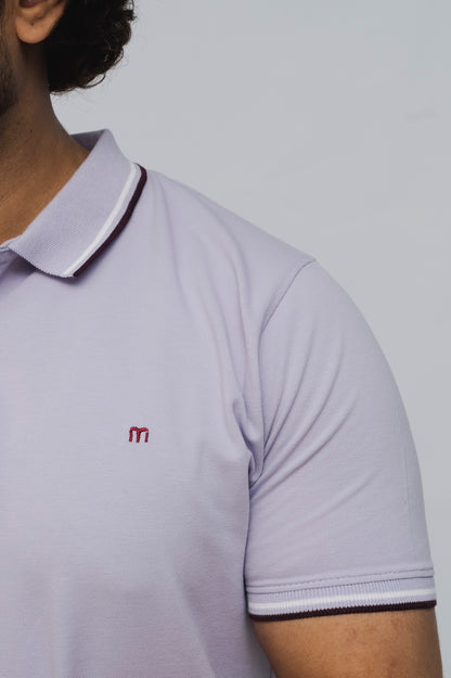 M Emblem Stretch Polo Tipping Collar (Lilac)