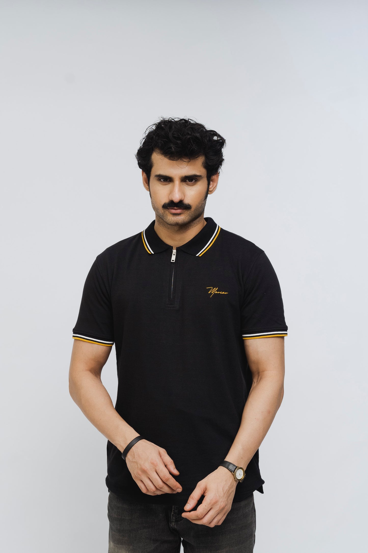 Marcar Signature Stretch Zip Polo (Black)