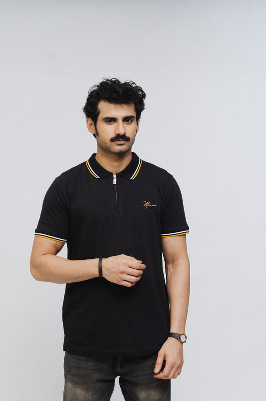 Marcar Signature Stretch Zip Polo (Black)