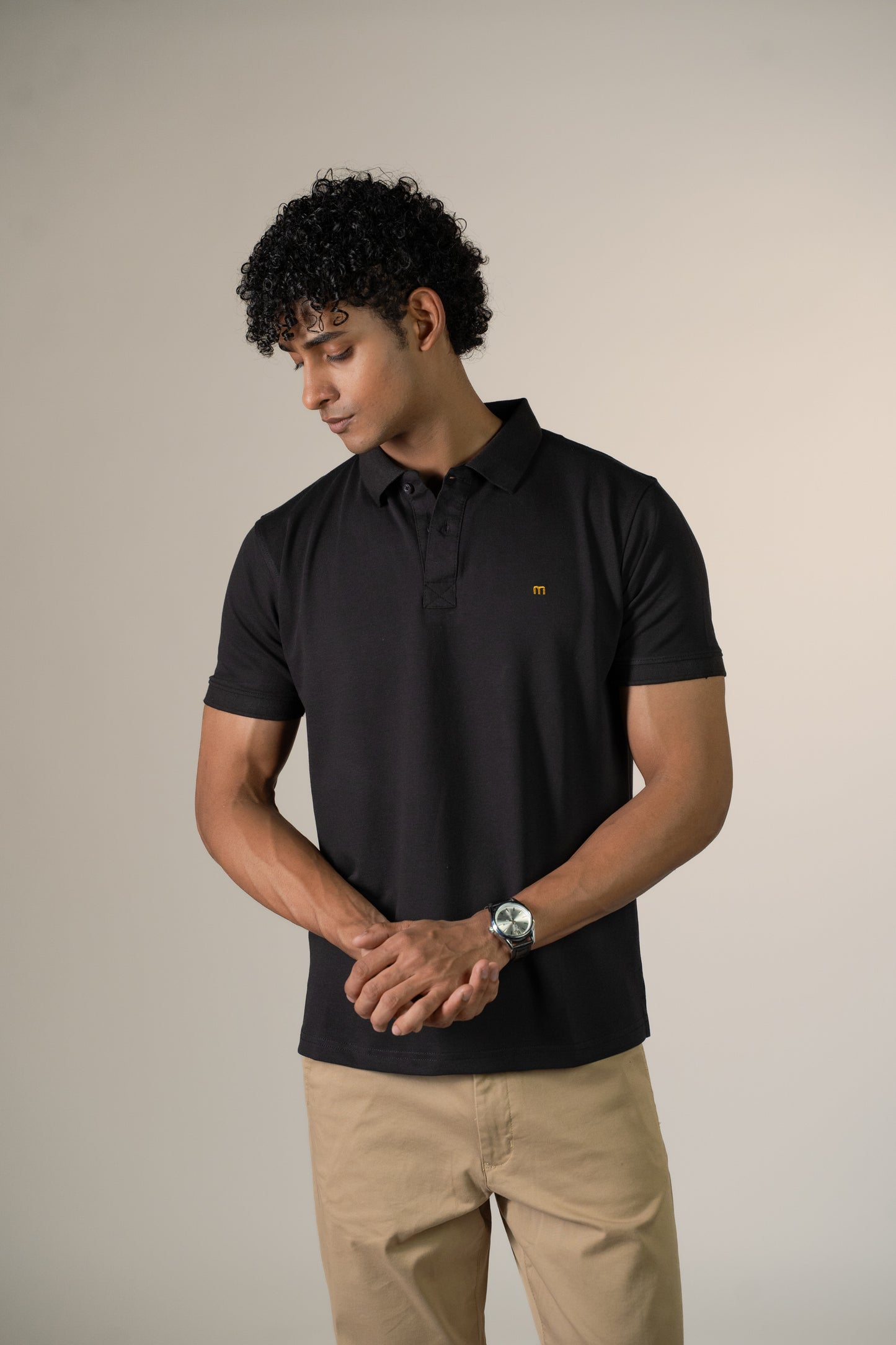 Buttonaire Polo | M Stretch – Obsidian Black
