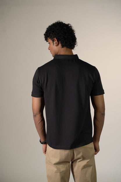 Buttonaire Polo | M Stretch – Obsidian Black