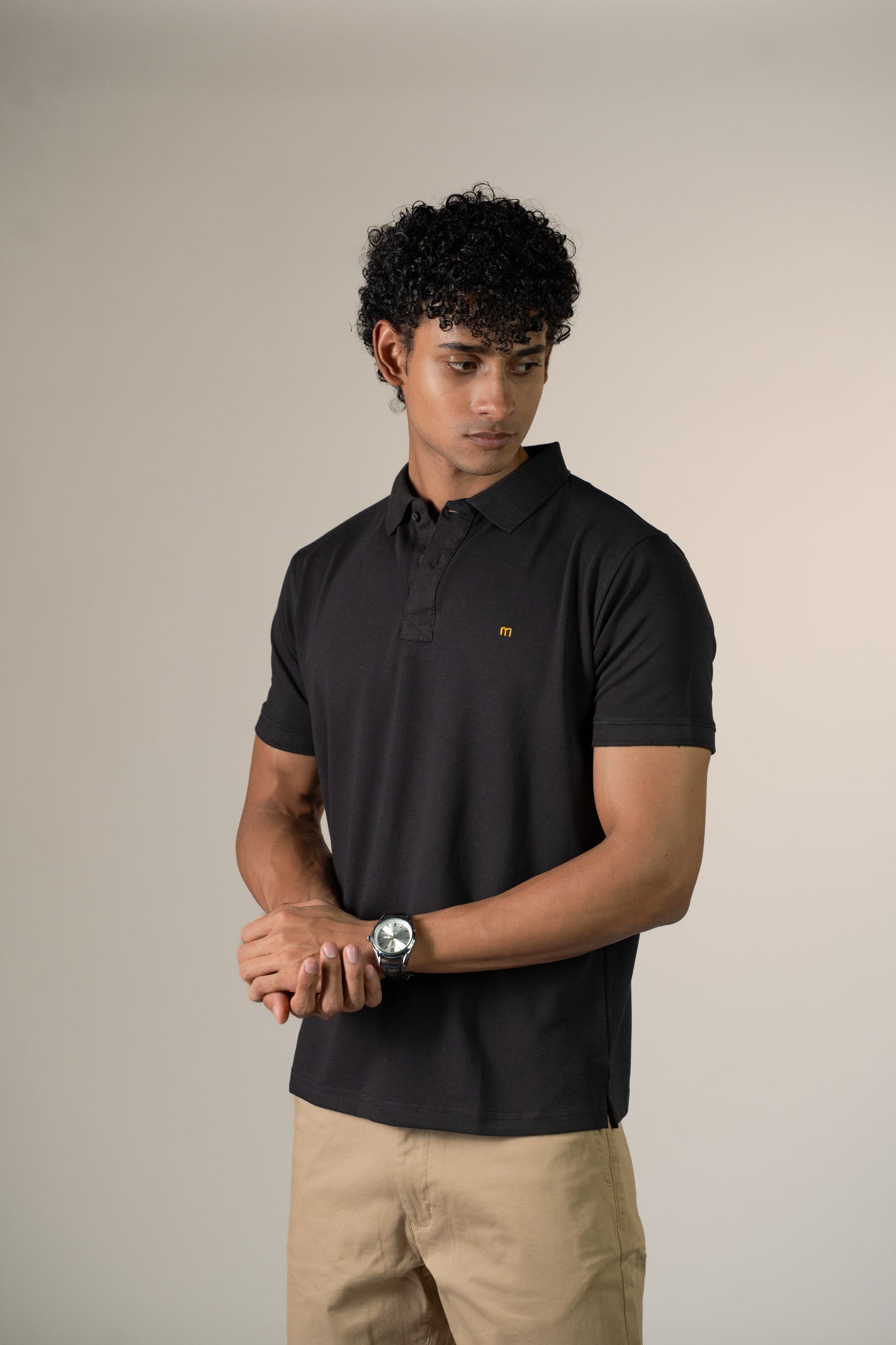 Buttonaire Polo | M Stretch – Obsidian Black