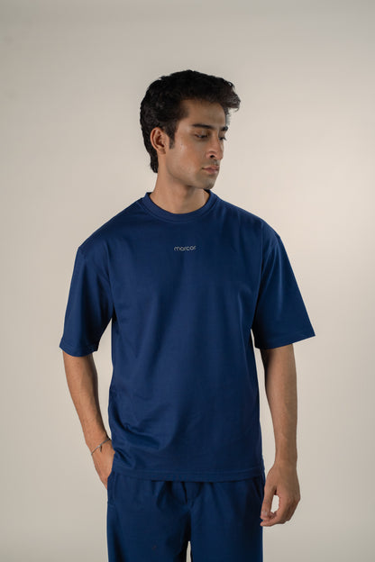 The Nomad Oversized Drop Shoulder Co-ord: Marine Blue