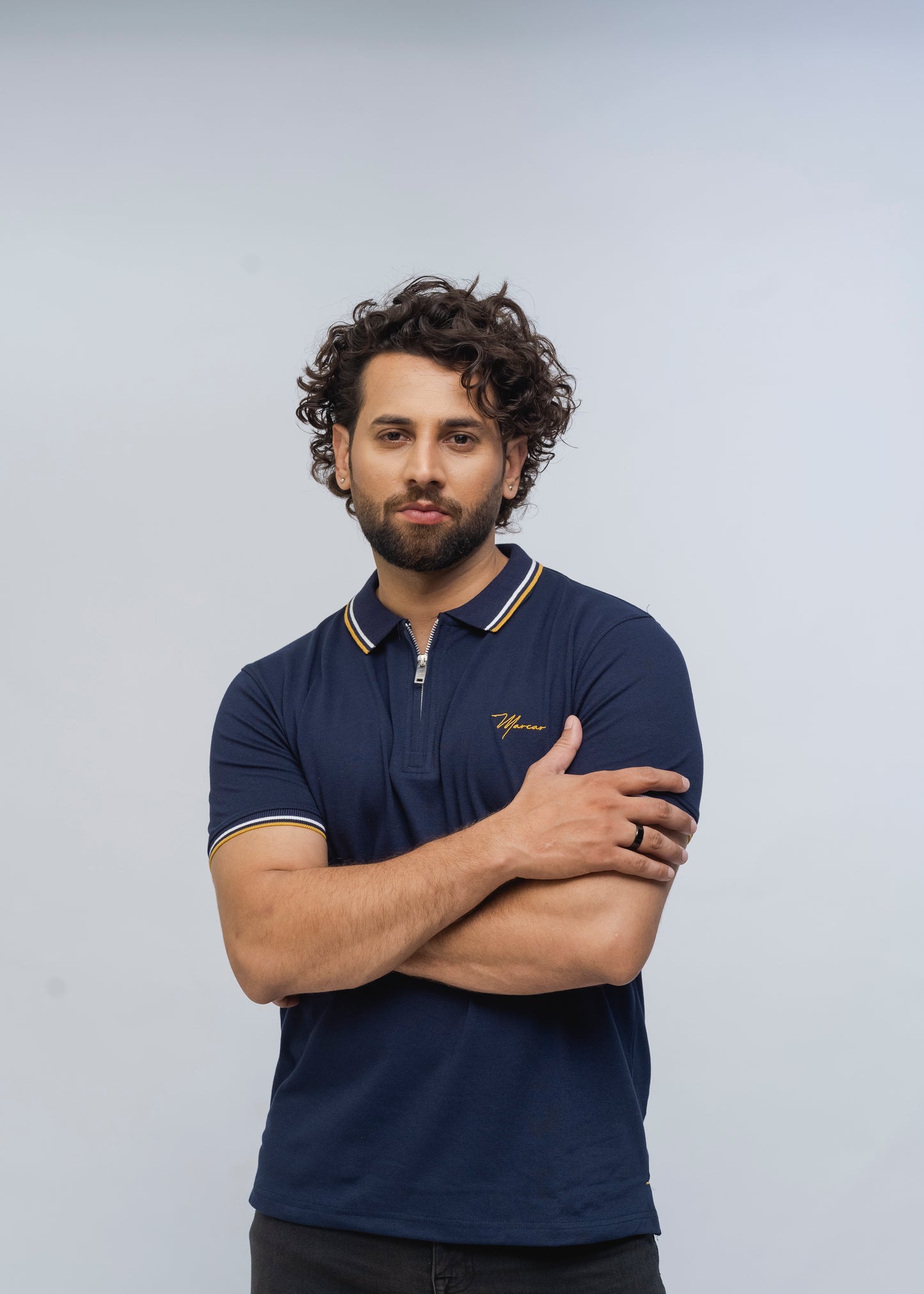 Marcar Signature Stretch Zip Polo (Navy)