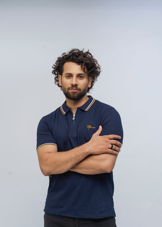 Marcar Signature Stretch Zip Polo (Navy)